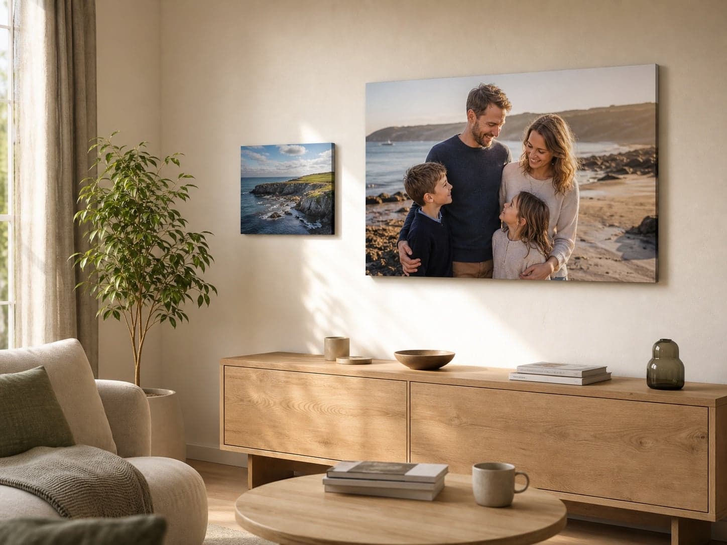 Photo wall art displayed in a home interior